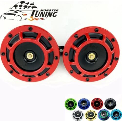 Tuning Monster 2pcs 12v 115DB Hella Super Loud Compact Electric Blast Tone Car Air Horn Kit For Motorcycle and Car
