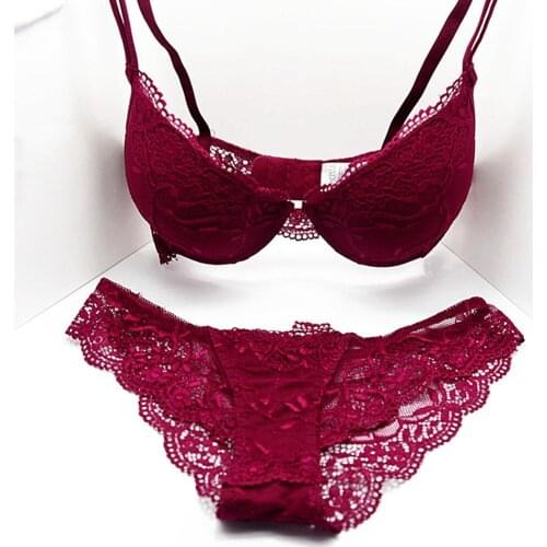 Sexy Womens Underwear Suit Push Up Bra Sets Underwire Intimates LACE Lingerie Bras & Panties 32 34 36 A B C Brassiere Bralette