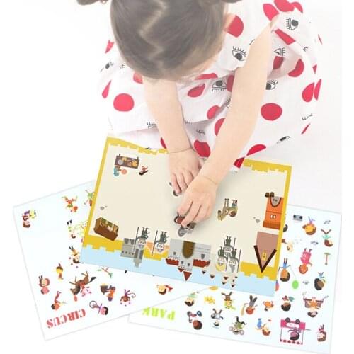 Multicolors Theme Electrostatic Sticker Kid Toy Cartoon Reusable Stickers Baby Decorative Stickers Educational Toys For Children