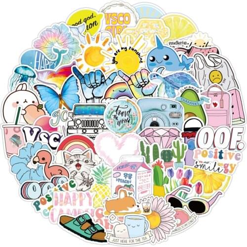 100pcs Small Fresh Graffiti Stickers Waterproof Kids Stickers Skateboard Suitcase Guitar Graffiti DIY Sticker Children Toys