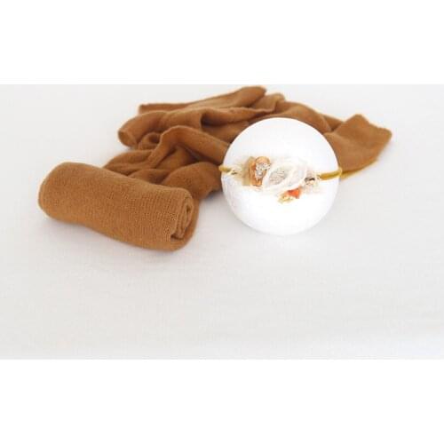 Newborn Stretch Knit Wrap Jersey Sweater Wrap and Headband Set Baby Swaddle Sack Fabric photography props