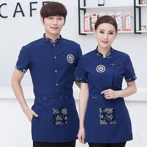 New Design Arrived Restaurant&Hotel Waiter Man Women Short Sleeve Uniform Breathable Work Wear Clothes