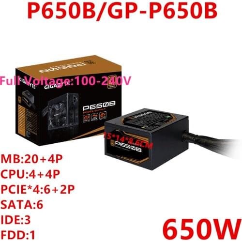 New Original PSU For Gigabyte Brand ATX 80plus Bronze Non-modular 2080 Game Mute Power Supply 650W Power Supply P650B/GP-P650B