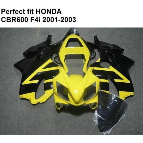 Injection molding fairing for Honda yellow black CBR 600 F4i 01 02 03 fairings kit CBR600 F4i 2001 2002 2003 CV08