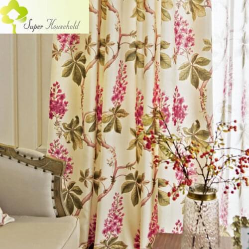 Pastoral Cotton and Linen Curtains for Living Room Bedroom Shading Fabric Printing Flower Drapes Tulle for Window Kitchen Villa