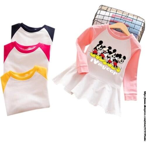 Disney Minnie Princess Dresses for Girls Children Party Costumes Long Sleeve Kids Dresses Cartoon Tutu Girls Clothing