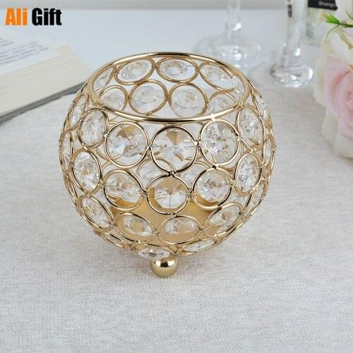 Candle Holders Gold Plated Crystal Candlestick Candle Lantern Candelabra Home Decoration Wedding Party Pencil Container