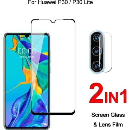 Full Cover Glass For Huawei P30 Lite / P30 Screen Protector Protective Tempered Glass Explosion Proof & Camera Lens Film