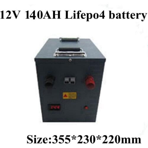 Portable Waterproof Lifepo4 12V 140AH Lithium Battery BMS 4S Battery Pack for Boat RV Solar Inverter Golf Cart +10A Charger