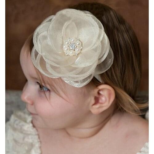 2017 Hair Bands Accessories Kids Girls Headband Newborn Lace Flower Rhinestone Pearl Hairband Headband Headwear