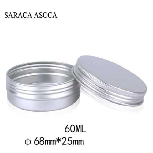 60ml Empty Refillable Aluminum Jars 60g Silver Metal Tin Cosmetic Containers Crafts Packaging Aluminum Box 50pcs/lot