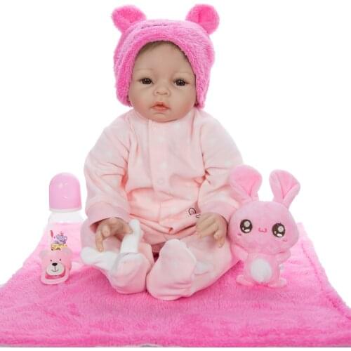 KEIUMI bebe reborn realistic soft silicone reborn baby doll 22inch 55cm cloth body newborn alive baby doll toys gift
