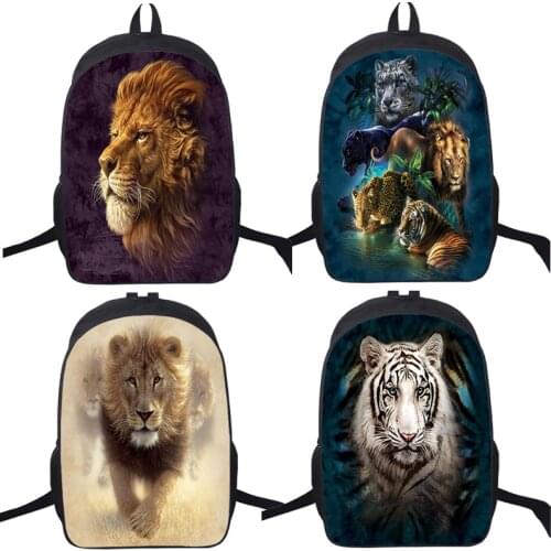 High Quality Lion Tiger Wolf Panda Backpacks Boys Girls School Bags Teenage Bookbags Children Back To School Rucksack Mochilas