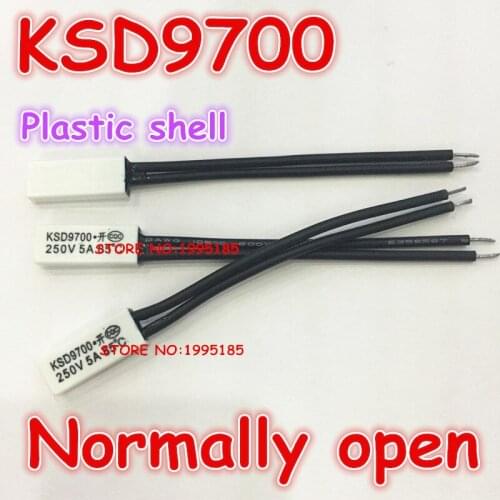 10pcs KSD9700 5A250V 80 Degree 80 C Celsius (N.O.)Normally Open type Temperature Switch Thermostat Thermal Protector Plastic