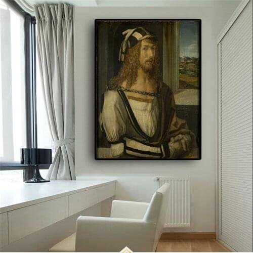 Vintga Albrecht Durer Portrait Oil Painting on Canvas Posters and Prints Scandinavian Nordic Art Wall Picture for Living Room