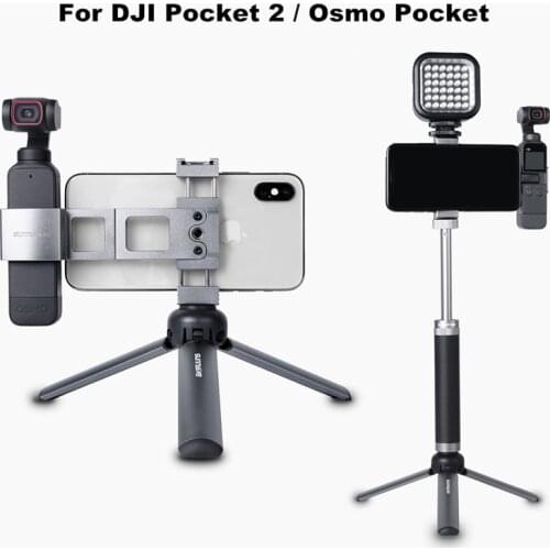 Phone Clamp For DJI Osmo Pocket 2 Creator Combo Accessories Kit Extension Rod Tripod Aluminum Metal Foldable Bracket Holder