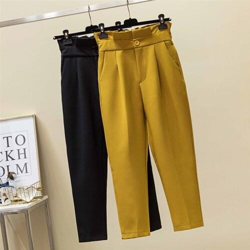 Plus Size Pants Elegant Ladies Suit Pants Ankle Length High Waist Harem Pants 2021 Spring Office Lady Women Trousers L-4XL