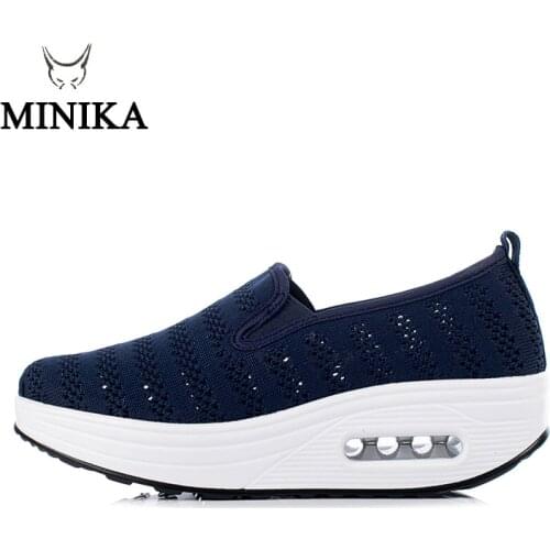 Women Outdoor Sneakers Fitness shoes Sport Fashion Height Increasing Woman Breathable Air Mesh Swing Wedges Walking Sneakers