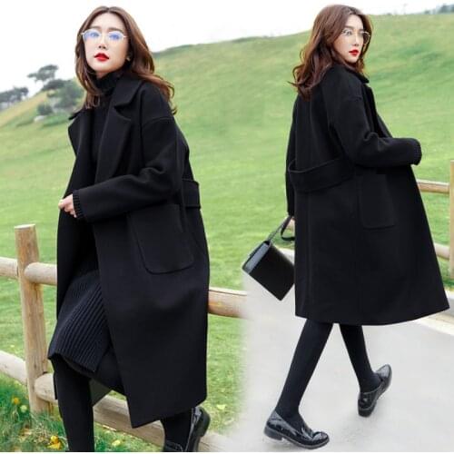 Plus size 6XL Wool coat womens 2020 New Autumn winter Solid color Loose Long Woolen jacket Female Outerwear abrigos para mujer