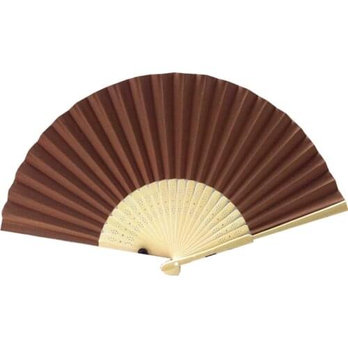 10pcs per lot coffee brown folding pocket bamboo products Paper Hand Fan promotion gifts