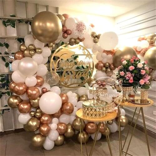 131pcs Rose Gold Balloon Garland White Transparent Latex Balloons For Wedding Baby Shower Birthday Party Supplies Decoration
