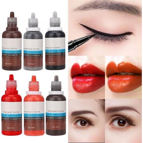 15ml/Bottle Tattoo Ink Eyebrow Lip Eyeliner Tattoo Plant Pigment Permanent Pigment Ink For Microblading Makeup Cosmetics Supplie