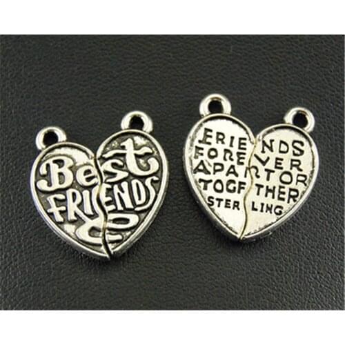 2pair (4 pcs) Silver Color friends puzzle Charm Pendant Jewelry Making DIY Handmade Craft 25x22mm A1314