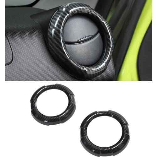 Car Accessories for Suzuki Jimny 2019 2020 2021 Carbon Fiber Look Interior Front Side Air Vent Outlet Cover Trim 2pcs