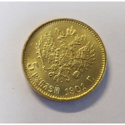 24-K Gold Plated 1901 Russia 10 Roubles Gold Coin Copy Christmas Decorations
