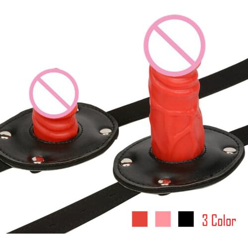3 Color Penis Gag Oral Big Dildo Plug Open Mouth Gag Leather Fetish Bdsm Bondage Restraints Adult Products Sex Toys For Couples