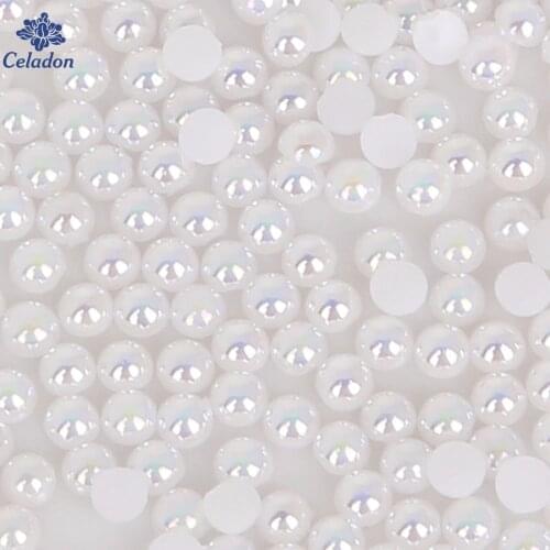 50-1000pcs White Colors Imitation Pearls Craft Half Round Flatback Beads Garment Decoration For Sewing Bag BHigh Quality
