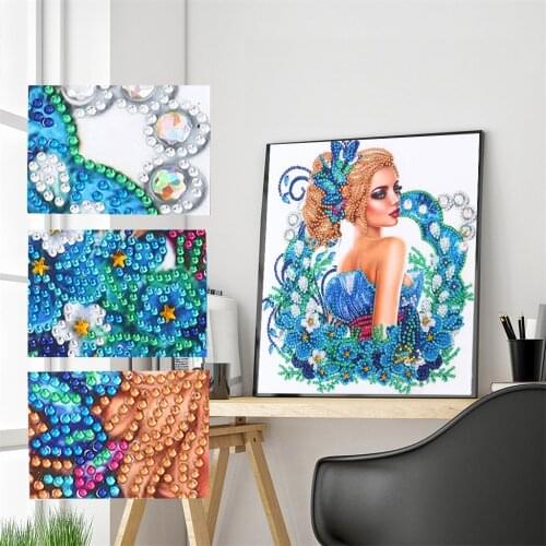 5D Special Shaped Partial Drill Diamond Painting Flower Beauty Diamond Embroidery Cross Stitch Diamond Mosaic Girl Home Decor