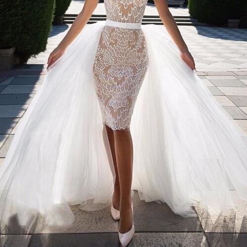 White Detachable Overskirt 4 Layers Net Yarn Plus Size Elastic Waistband Wedding Skirt Handmade Elegant Bridal Long Party Skirt