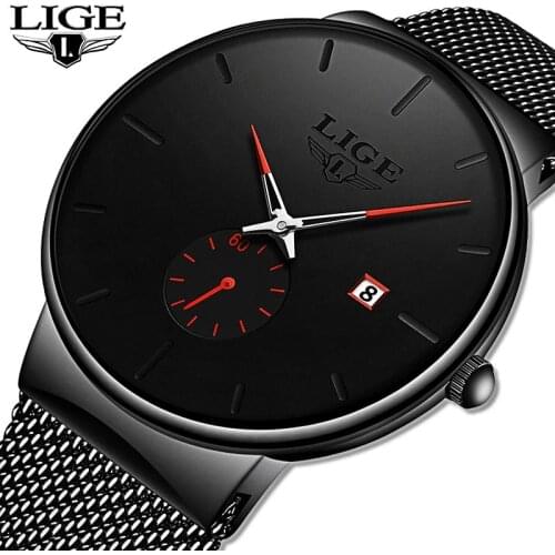 LIGE Quartz Clock Sports Men Top Brand Luxury Famous Dress Fashion Male Unisex Ultra Thin Wrist Watch Para Hombre