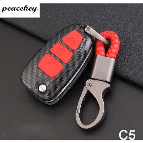 Carbon Fiber Car Styling car key case cover Keychain for Ford Fiesta Focus 3 4 MK3 MK4 Mondeo Ecosport Kuga Focus