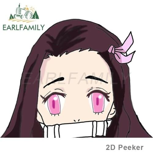 EARLFAMILY 13cm x 10.1cm For Demon Slayer Nezuko Car Stickers Car Assessoires Decal Funny Waterproof Bumper RV Surfboard Decor