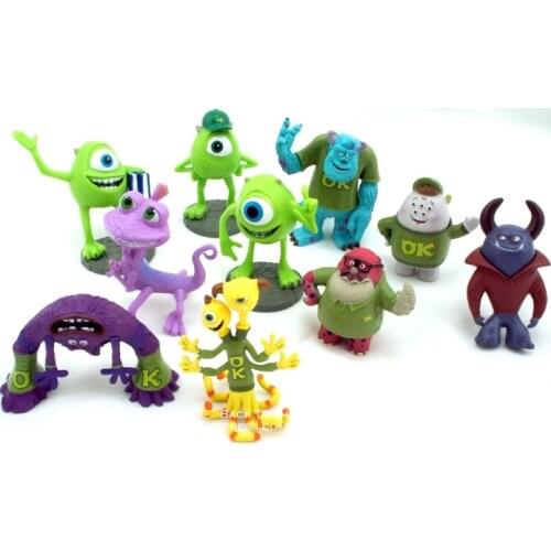Disney Monsters University Mike Wazowski James P.Sullivan 5-7cm 10pcs/set Action Figure Anime Mini Collection Figurine Toy model