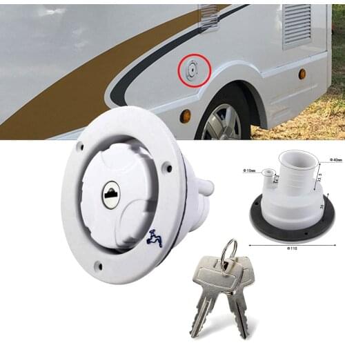 RV Parts Filler Neck For Water Tanks Caravan Plastic Gravity Fresh Water Fill Hatch Inlet Camper Trailer with 2 Keys Motorhomes