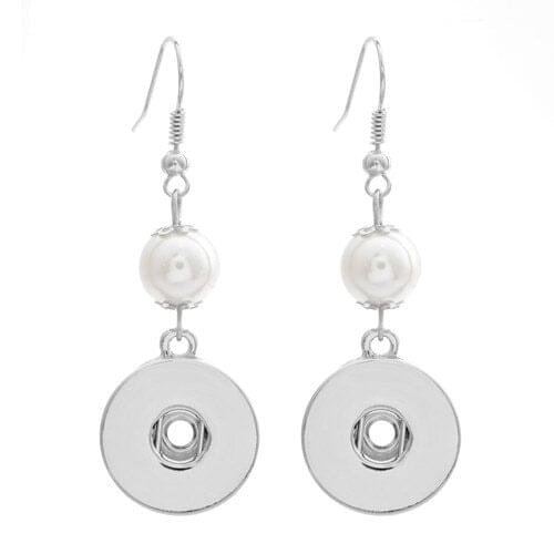Hot sale JA0052 Fashion Pearl charm snap earrings fashion pair fit 18mm snap buttons DIY earrings wholesale