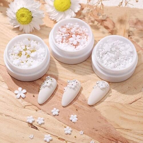 Five Petal Flower Exquisite Nail Art Accessories White Resin 3D Charm Fashion Nail Art Decoration Manicure Accessories