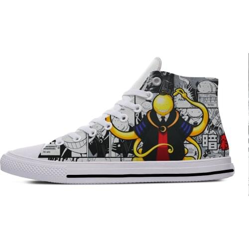 Japanese Anime Assassination Classroom Korosensei Casual Cloth Shoes High Top Lightweight Breathable 3DPrint Men Women Sneakers