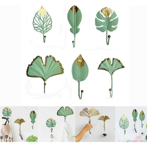 Leaf Shaped Adhesive Towel Hooks Mini Single Clothes Bag Hanger Hats Bag Key Hanging Hooks Wall Hanger Household Gadgets