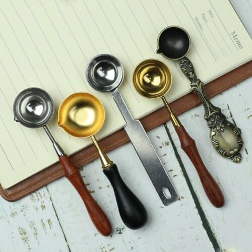 Sealing Wax Spoon Wood Handle Retro Wax Stamping Spoons for Wax Sealing Decorative Invitation Cards Wax Stamp Craft Gifts