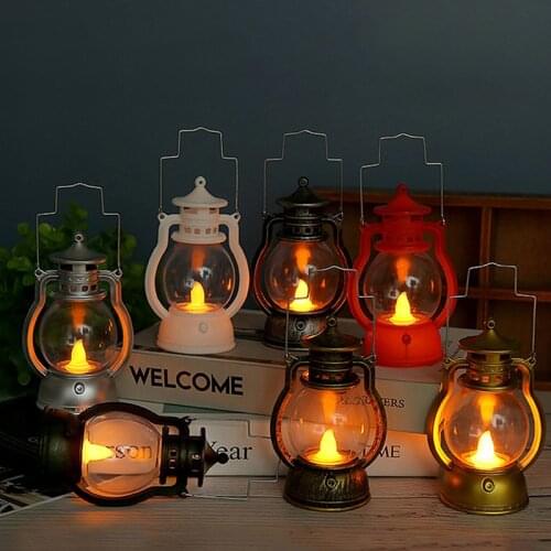 Mini Energy-Saving Holiday Desktop Hanging Bar Night Light Decorative Led Small Dollhouse Retro Lantern Retro Oil Lamp