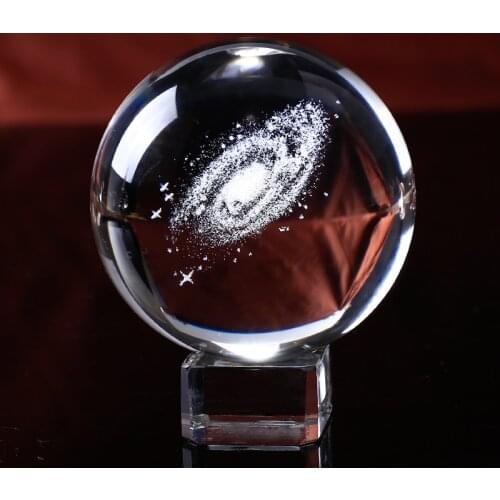 6CM Diameter Globe Galaxy Miniatures Crystal Ball 3D Laser Engraved Quartz Glass Ball Sphere Home Decoration Accessories Gifts
