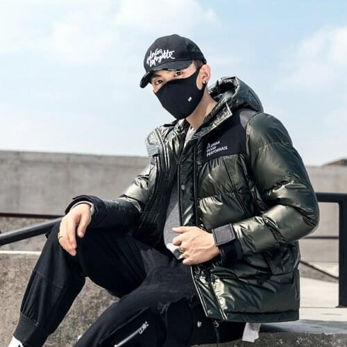 Fashion Mens Clothing Winter Down Padded Jacket Contrast Color Loose Hooded Parkas Outwear Casual Male Student Thick Warm Coats