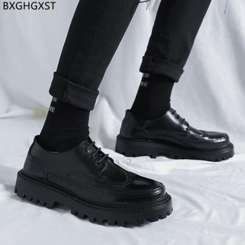 Black Casual Business Shoes Men Brogues Mens Oxford Leather Shoes Luxury Designer Dress Shoes for Men Office 2021 Zapatos Hombre