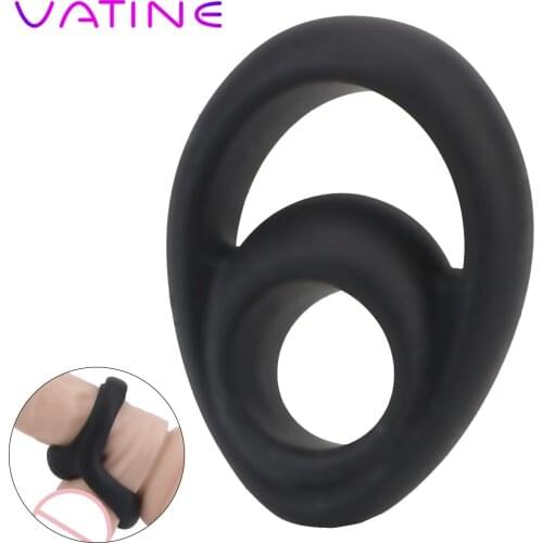 VATINE Reusable Dual Ring Penis Enlargement Cock Ring for Men Delay Ejaculation Penis Ring Sex Toy for Men