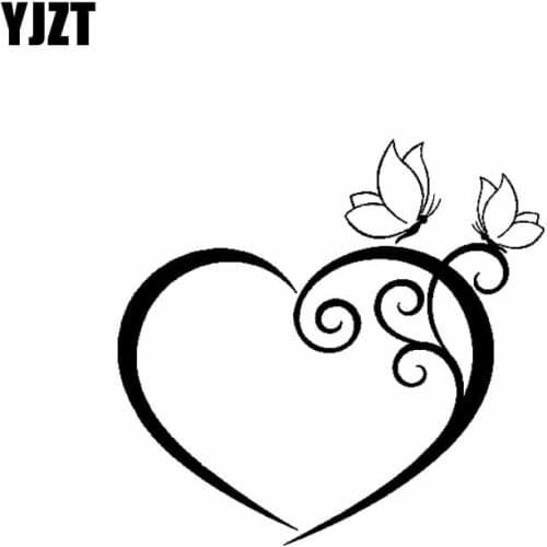 YJZT 15.4CM*14.6CM Fairy Butterfly Love Beautiful Vinyl Decal Car Sticker Black/Silver C19-0494