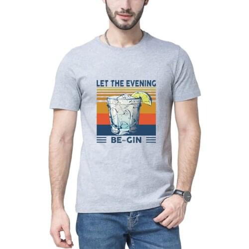 New fashion promotion Martini Cocktail Let The Evening Be Gin Funny Vintage Mens T-Shirt Cotton Tee womens sweatshirts